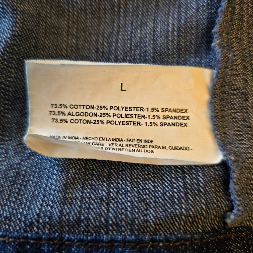 BANDOLINO SIZE LARGE BLUE DENIM JACKET FUNCTIONAL FRONT POCKETS BUTTON FRONT - Picture 7 of 8
